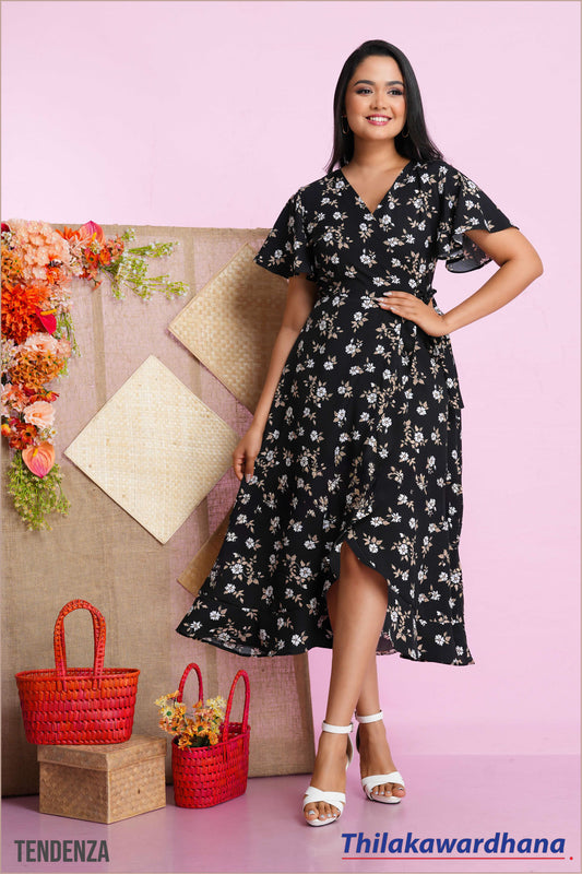 Tendenza Slit Hem Midi Dress