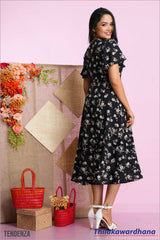 Tendenza Slit Hem Midi Dress