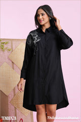 Tendenza Embroidered Oversized Shirt Dress