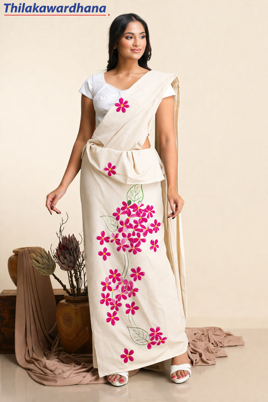 Ladies Floral Hand Painted Saree