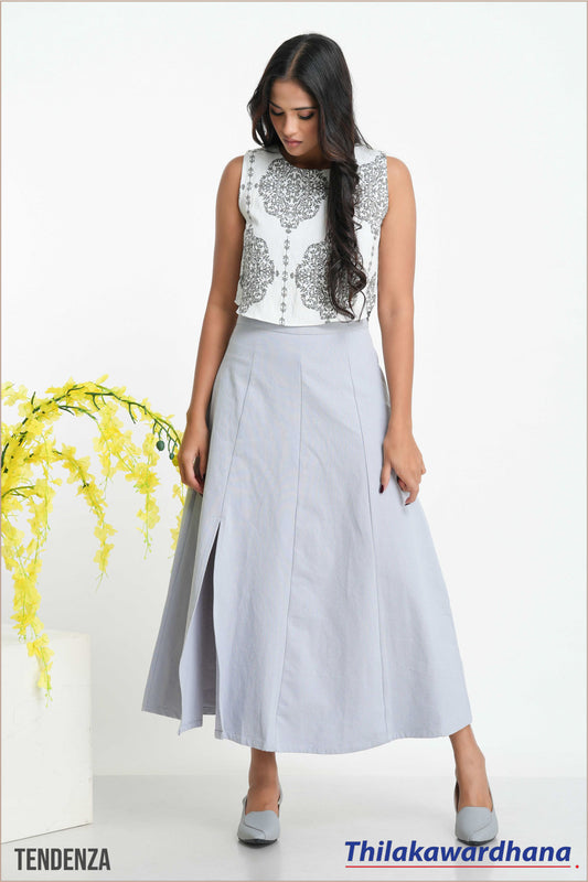 Tendenza High Waist Midi Linen Skirt