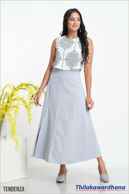 Tendenza High Waist Midi Linen Skirt