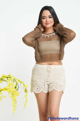 Noir Lace Knit Top - Free Size