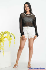 Noir Lace Knit Top - Free Size