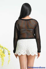 Noir Lace Knit Top - Free Size