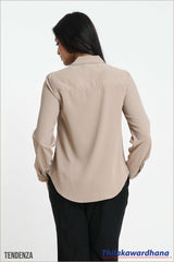 Tendenza Lace Insert Long Sleeve Top