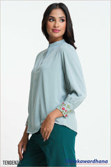 Tendenza Embroidered Sleeve Blouse