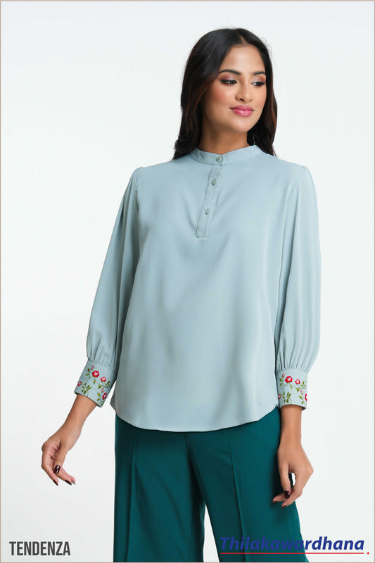 Tendenza Embroidered Sleeve Blouse