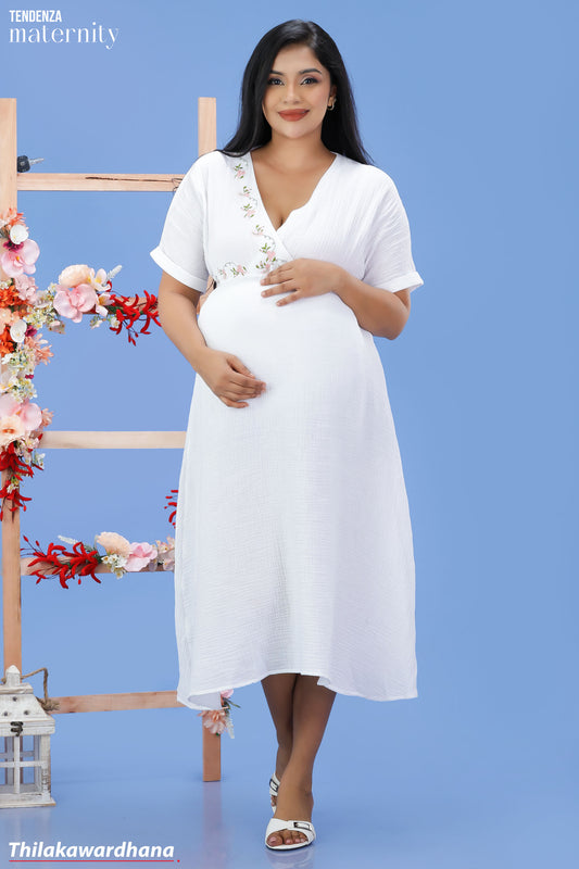 Tendenza Embroidered Maternity Dress
