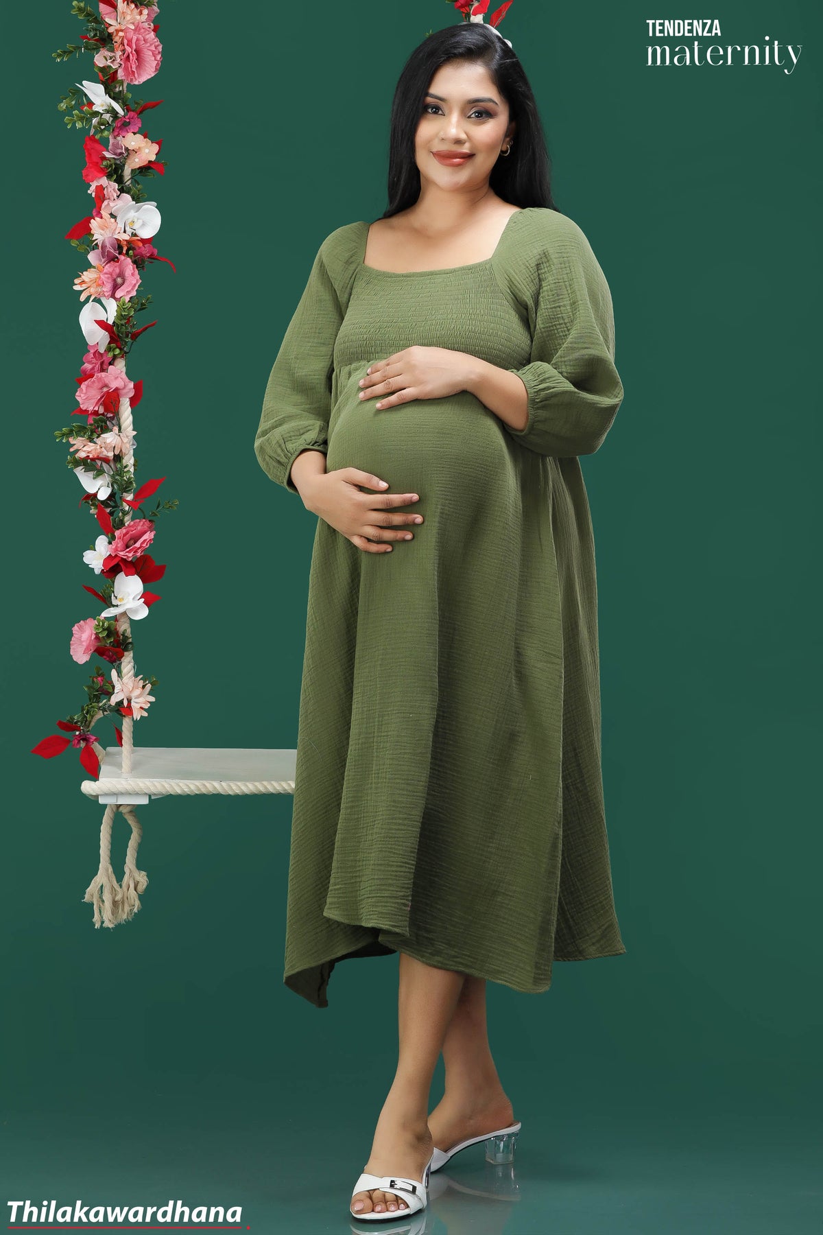 Tendenza Smocked Comfy Maternity Maxi Dress