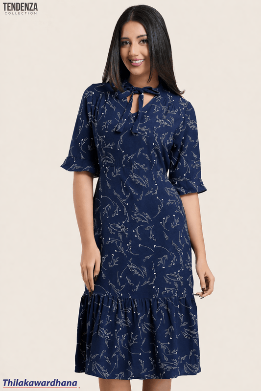 Tendenza Tie Front Ruffled Midi Dress
