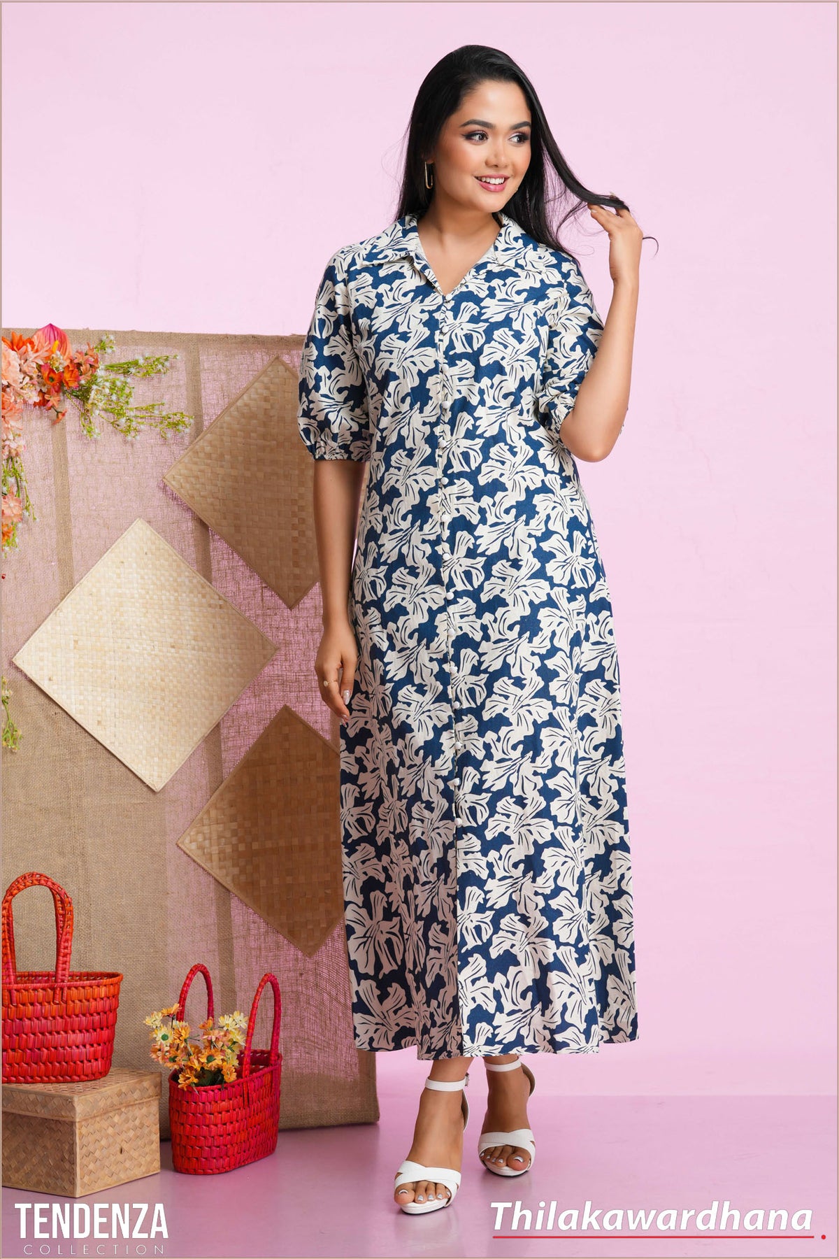 Tendenza Puff Sleeve A Line Maxi Dress