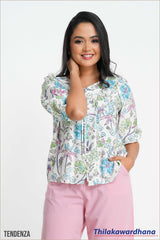 Tendenza Balloon Sleeve Printed Top
