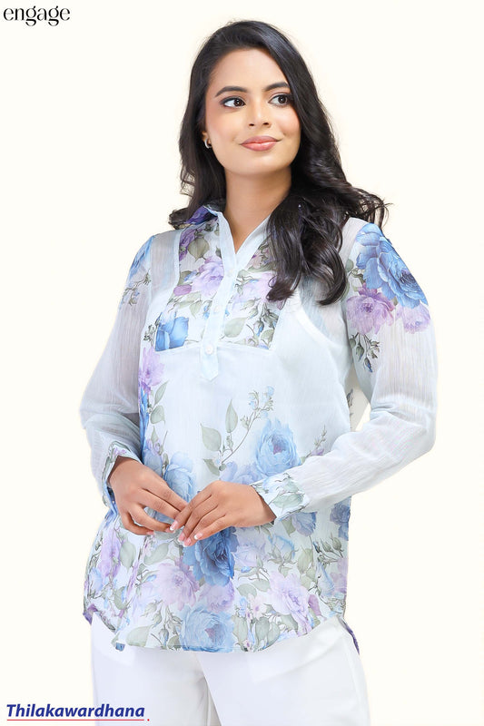 Engage Blush Bloom Floral Printed Tunic Top