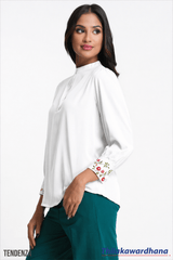 Tendenza Embroidered Sleeve Blouse