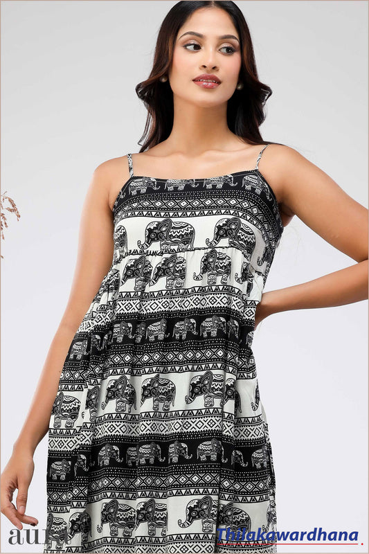 Aura Strappy Printed Midi Dress
