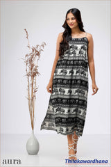 Aura Strappy Printed Midi Dress