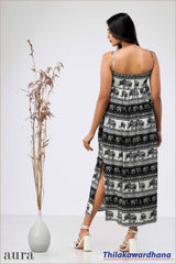 Aura Strappy Printed Midi Dress
