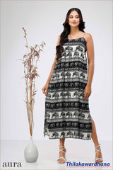 Aura Strappy Printed Midi Dress