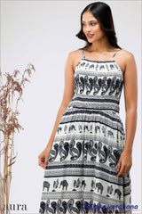 Aura Strappy Printed Midi Dress
