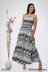 Aura Strappy Printed Midi Dress