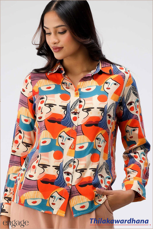 Engage Abstract Printed Top