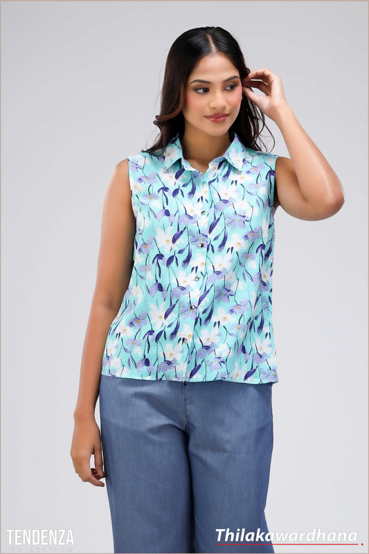 Tendenza Sleeveless Printed Top