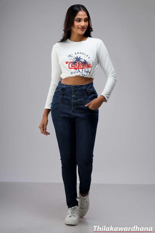 High Waist Dark Washed Jean
