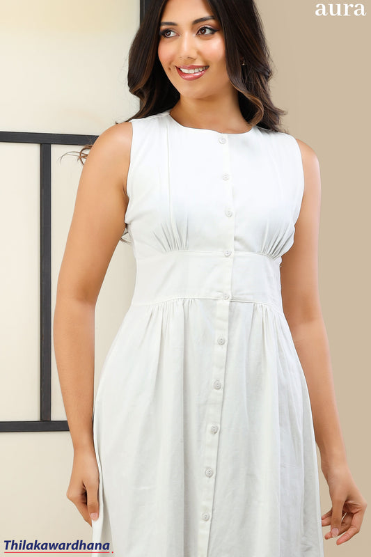 Aura Pintuck Detailed Midi Dress