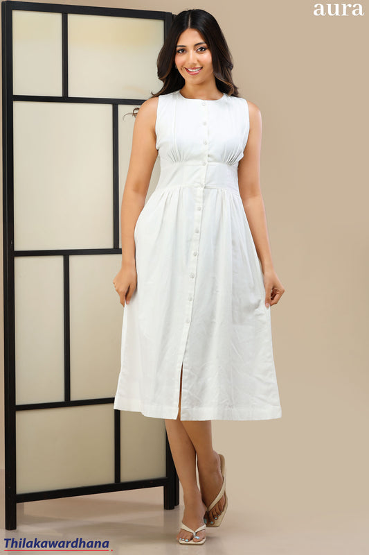 Aura Pintuck Detailed Midi Dress
