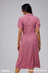 Tendenza Bubble Sleeve Polka Dotted Dress