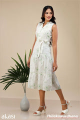 Aura Lush Bloom Belted Midi Dress