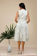 Aura Lush Bloom Belted Midi Dress