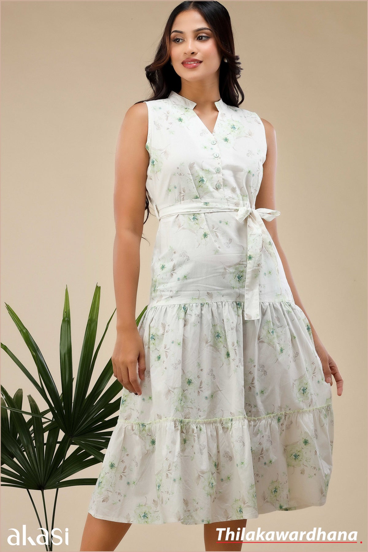 Aura Lush Bloom Belted Midi Dress