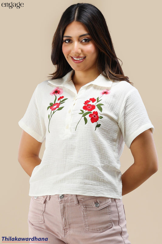 Engage Short Sleeve Embroidered Top