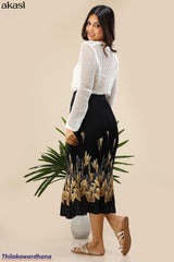 Golden Leaf Pleated Skirt - Free Size