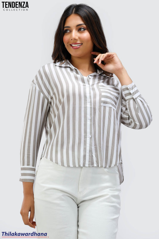 Tendenza Long Quarter Striped Top