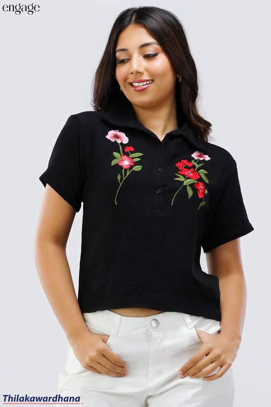 Engage Short Sleeve Embroidered Top