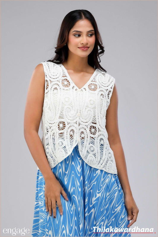 Lace Detailed Crochet Top - Free Size