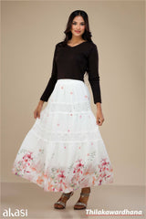 Floral printed Lace Detailed Skirt - Free Size