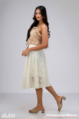 Floral Lace Midi Skirt - Free Size