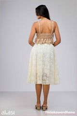 Floral Lace Midi Skirt - Free Size