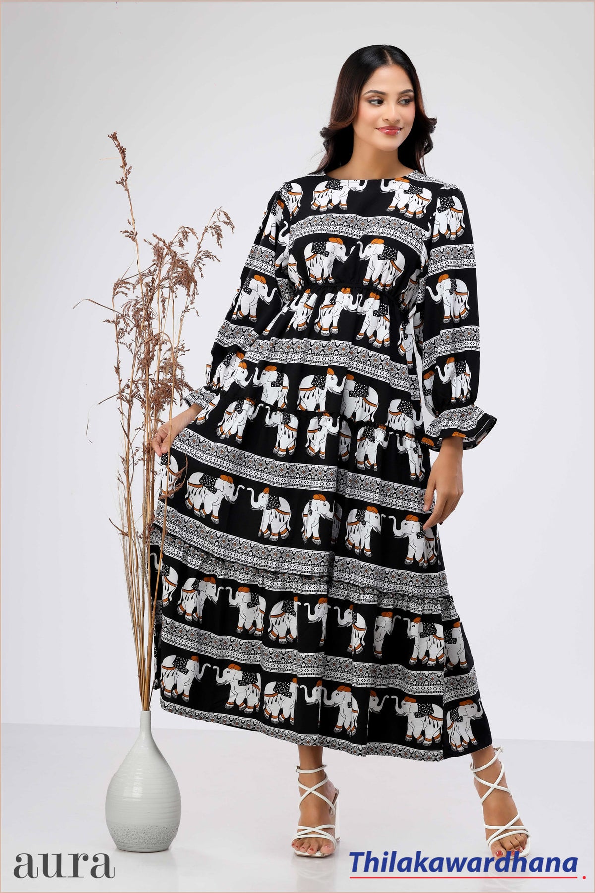 Aura Bohemian Elephant Tier Dress