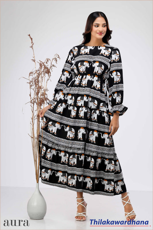 Aura Bohemian Elephant Tier Dress