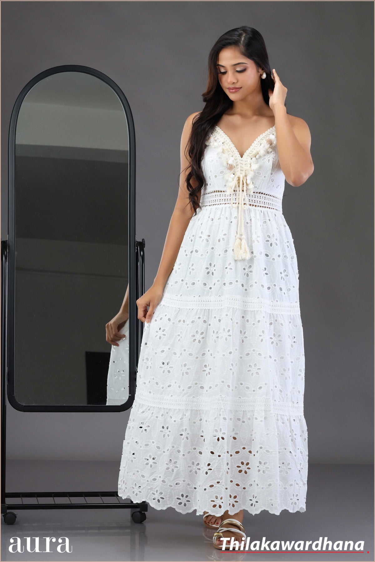 Elegant Ivory Heritage Maxi Dress