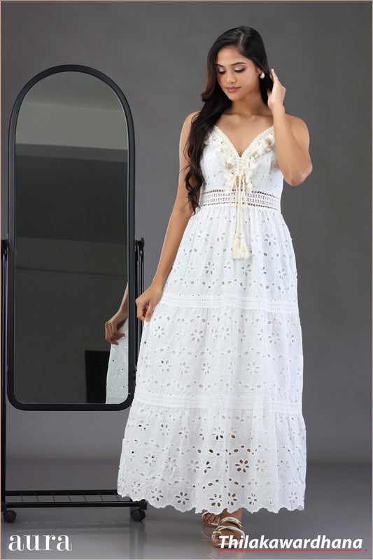 Elegant Ivory Heritage Maxi Dress