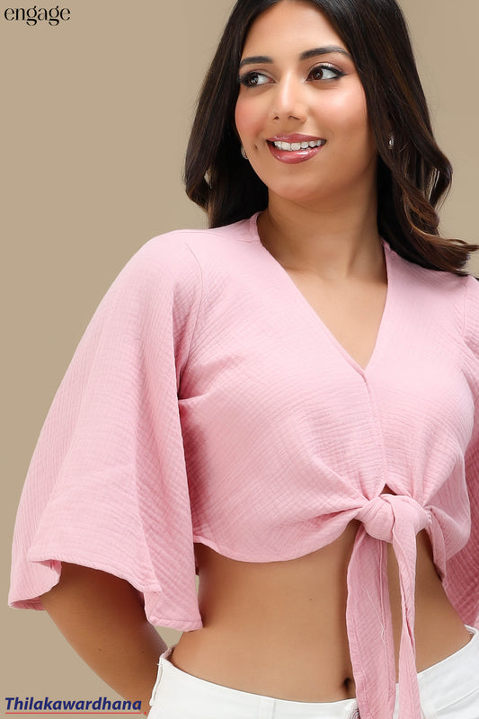 Engage Rose Flutter Sleeve Top