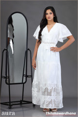 Ivory Schiffli Lace Maxi Dress