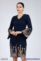 Aura Floral Embroidered Flare Sleeve Dress
