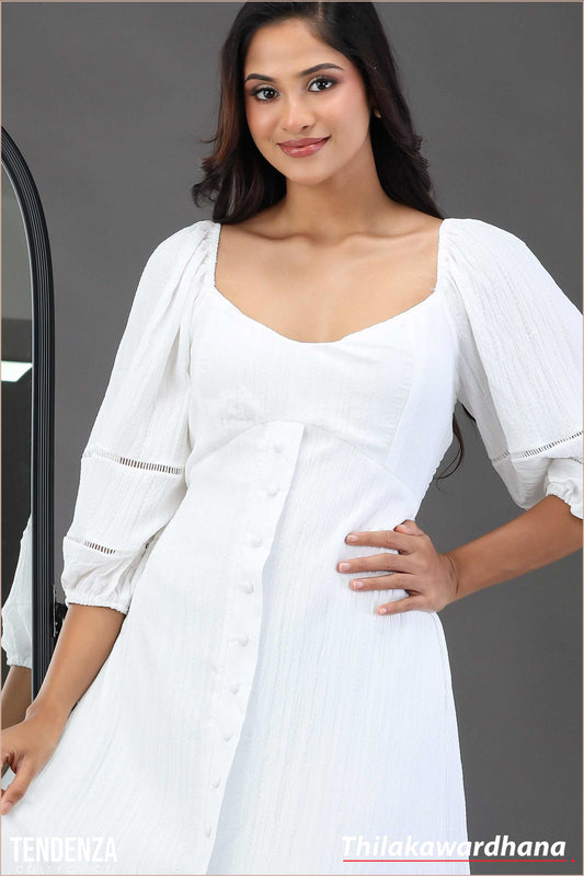 Textured Breeze White Maxi Dress